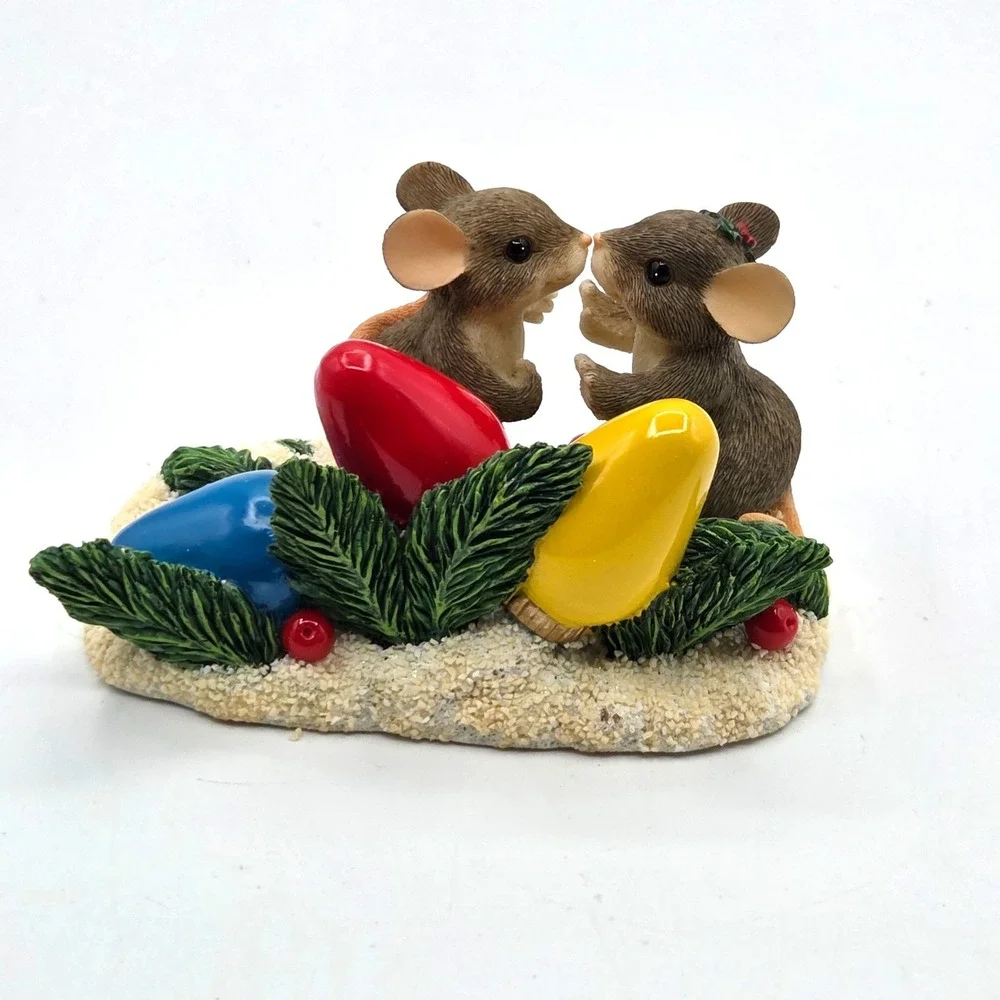 Vintage Charming Tails Mice Kiss-Mas Lights Fitz & Floyd 87/205 2000 Christmas